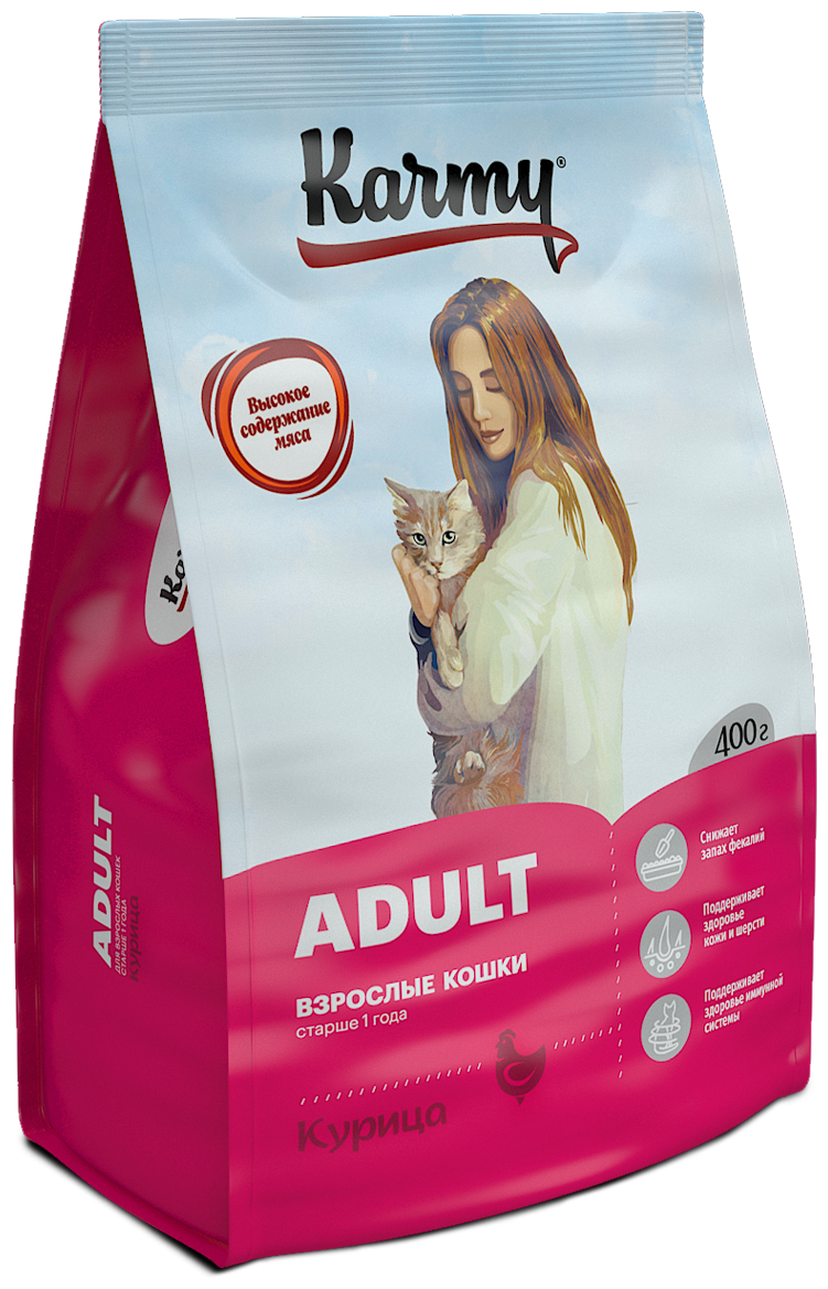 Karmy Adult корм для взрослых кошек с курицей 400 г