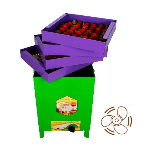 Электрическая сушилка бытовая сухофрукт В02 С вентилятором для овощей и фруктов металлический квадратный корпус 20 л 4 поддона 450 Вт 362700₽