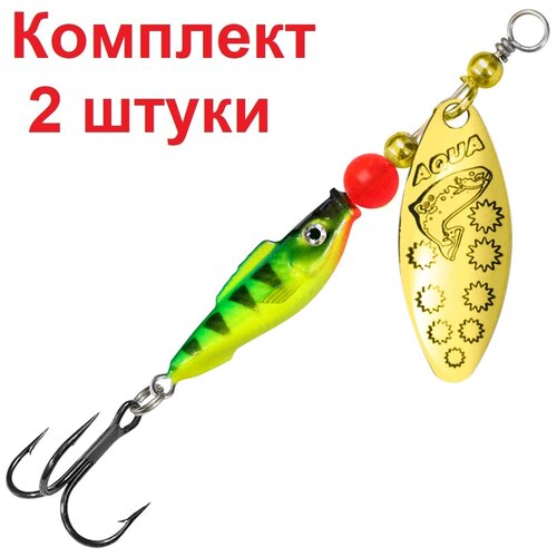 Блесна для рыбалки AQUA FISH LONG EXTRA-1 9,0g, цвет 62 (золото), 2 штуки в комплекте вомер extra fish х к кг