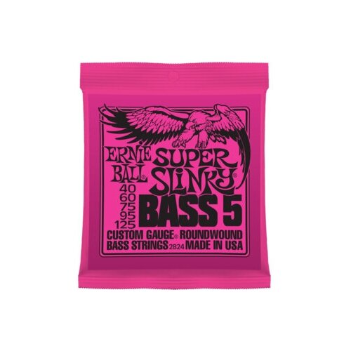 Super Slinky Bass Комплект струн для 5-струнной бас-гитары, 40-125, никель, Ernie Ball p02835 extra slinky bass комплект струн для бас гитары 40 95 никель ernie ball