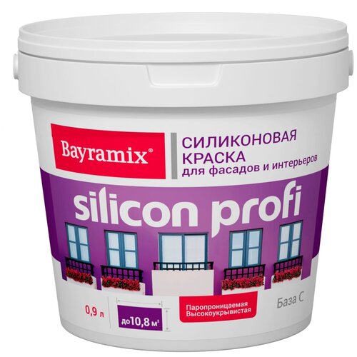 Краска акриловая Bayramix Silicon Profi матовая бесцветный 0.9 л 1.29 кг