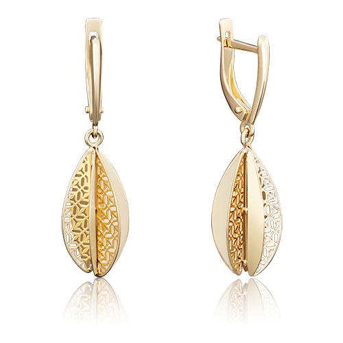 PLATINA jewelry Золотые серьги с лазерной гравировкой 02-3796-00-000-1130-48
