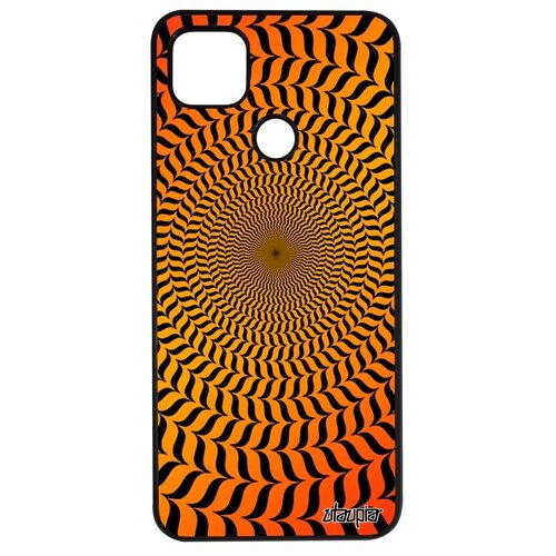 фото Красивый чехол для смартфона // xiaomi redmi 9c // "иллюзия круга" illusion дизайн, utaupia, оранжевый