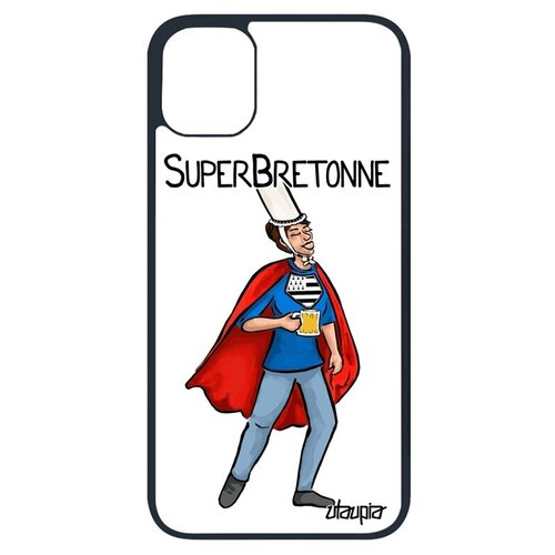 фото Защитный чехол на смартфон // iphone 11 pro // "супербретонка" комикс рисунок, utaupia, белый