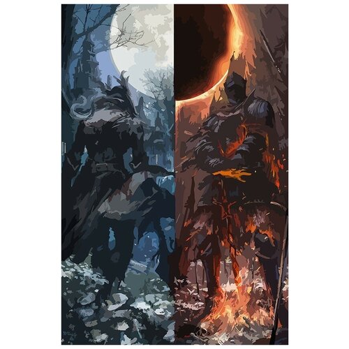 Картина по номерам на холсте игра Bloodborne и Dark souls - 6545 В 60x40