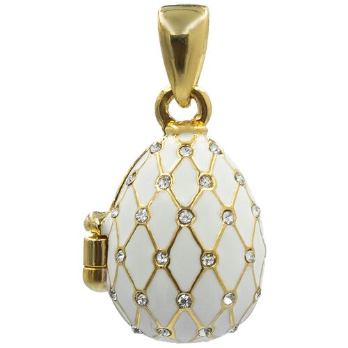 фото Подвеска фаберже узор "сетка" со слоном белая св