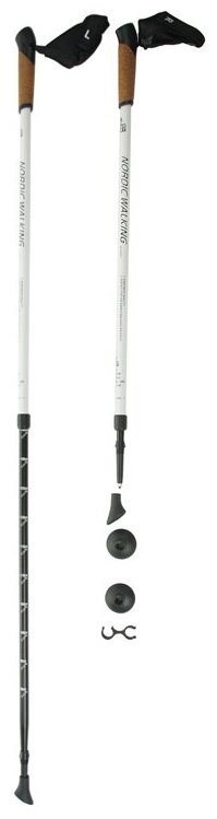 Телескопические палки для скандинавской ходьбы KAISER SPORT, NORDIC WALKING WHITE, SL-2B-2-135 WHITE, SL-2B-2-135-W