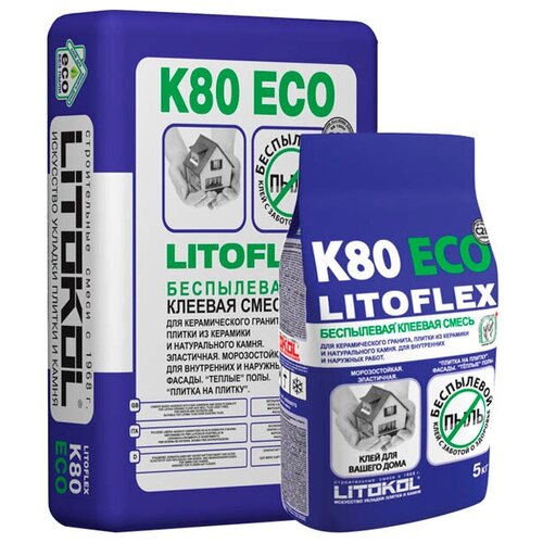 Клей Litokol LITOFLEX K80 ECO (25кг) Клей на цементной основе клей для керам плитки litokol litoflex k80 eco 25кг арт k80e 25