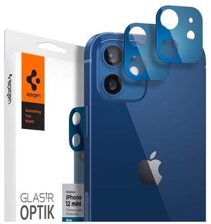 Защитное стекло для камеры Spigen на Apple iPhone 12 Mini (AGL02462) Glass tR Optik Lens 2 шт / Спиген стекло для камеры для Айфон 12 Мини, прочное, олеофобное покрытие, синие