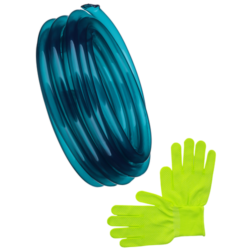Шланг однослойный для полива голубой, 10 м, 3/4 d и перчатки садовые нейлон с ПВХ покрытием, Line Party.