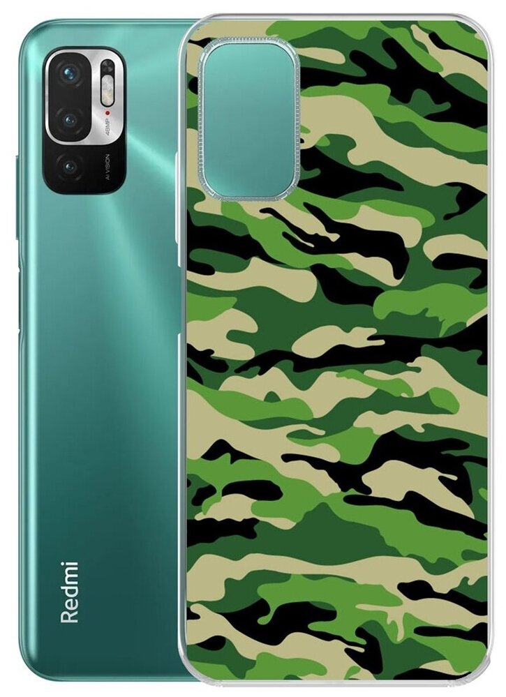 Чехол-накладка Krutoff Clear Case Камуфляж зеленый для Xiaomi Redmi Note 10T/ Poco M3 Pro