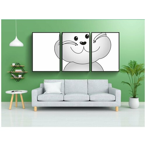 фото Набор модулных постеров для интерьера "пасхальный заяц, пасхальный, кролик" 60x90 см. в тубусе, без рамки lotsprints