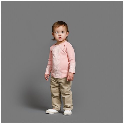 Футболка детская с длинным рукавом/блуза для девочки/цв.розовый/рост 74 ог48