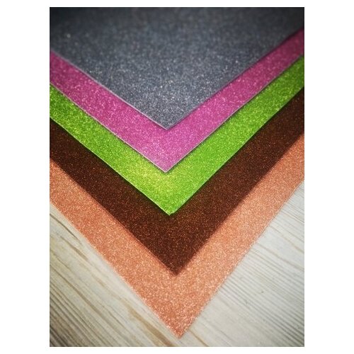 Фоамиран глиттерный 2,0мм Набор №3 размер 50х50см 5 цветов (10шт)