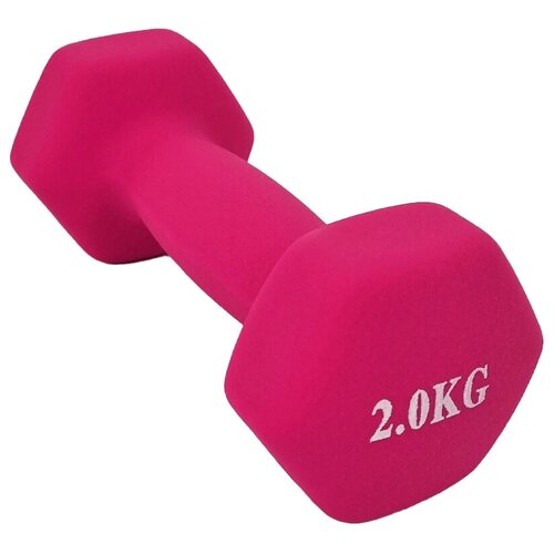 Гантель шестиугольная неопреновая, 2 кг, розовая