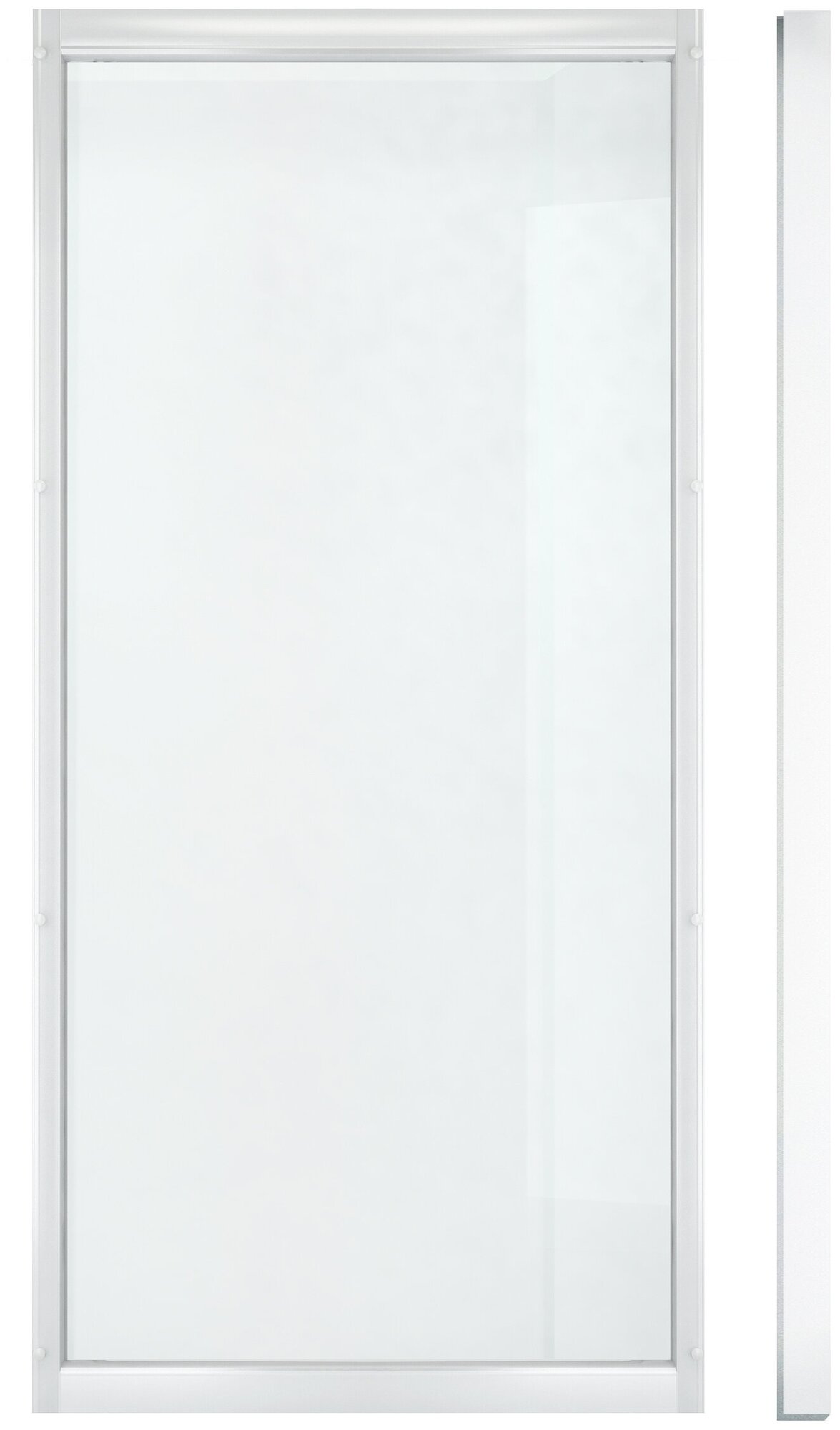 Штора на ванну, Triton, стеклянная торцевая 70см, цвет профиля - белый, прозрачное глухое стекло. Без доборного профиля.