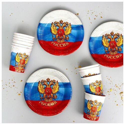 Набор бумажной посуды «Россия» герб