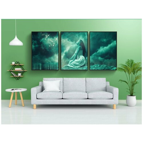 фото Набор модулных постеров для интерьера "девочка, молиться, небо" 60x90 см. в тубусе, без рамки lotsprints