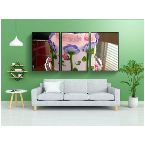 фото Набор модулных постеров для интерьера "торт, торт на день рождения, милая" 60x90 см. в тубусе, без рамки lotsprints