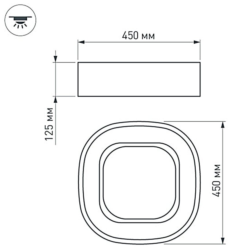 Светильник SP-TOR-QUADRAT-S450x450-35W Warm3000 (WH, 120 deg) (Arlight, IP20 Металл, 3 года)