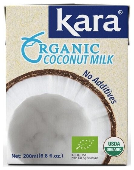 Органическое кокосовое молоко Кara Organic , ж.17% 200 мл. - фотография № 1
