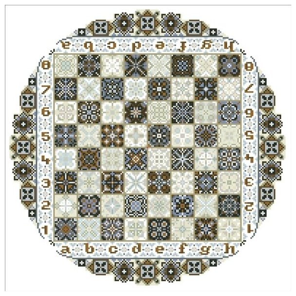 Алмазная вышивка Яркие Грани "Шахматы для круглого стола", размер для круглой столешницы диаметром не менее 47,5 см, 17 цветов