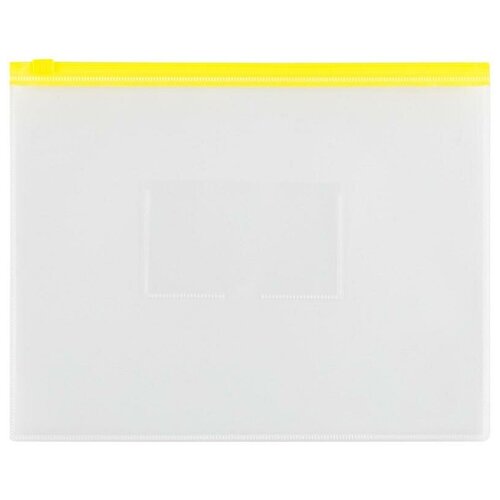 Папка-конверт на zip-молнии OfficeSpace А5, полипропилен, 150мкм, прозрачная, карман, молния желтая, 329765