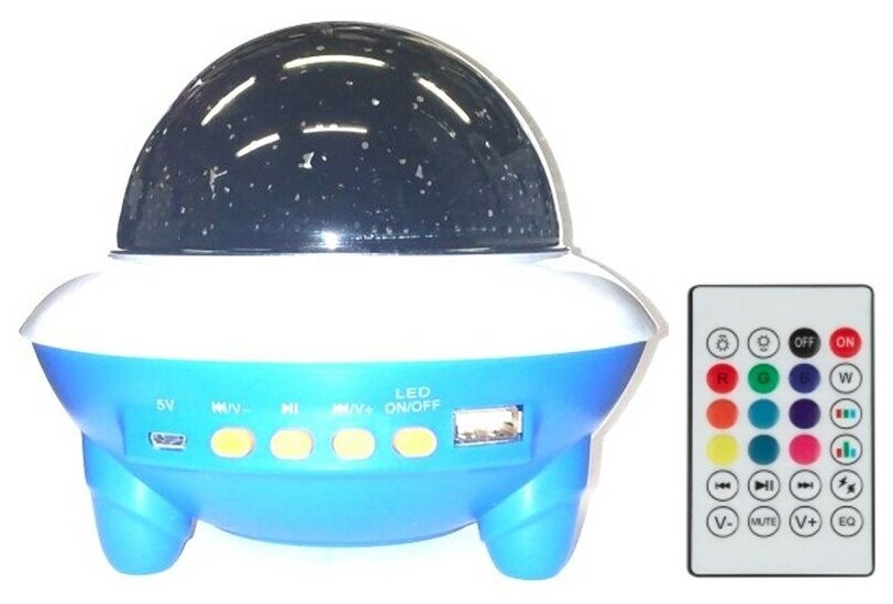 Ночник-проектор детский (музыкальный с Bluetooth, встроенный USB MP3 проигрыватель, динамик 5W, пульт управления) - фотография № 1