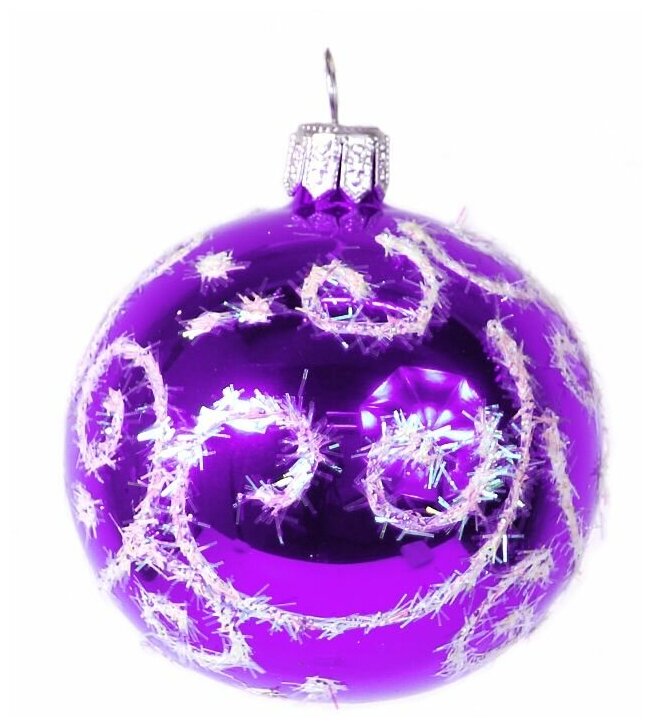 Елочный шар сияние фиолетовый, 60 мм, Елочка С35-фиол