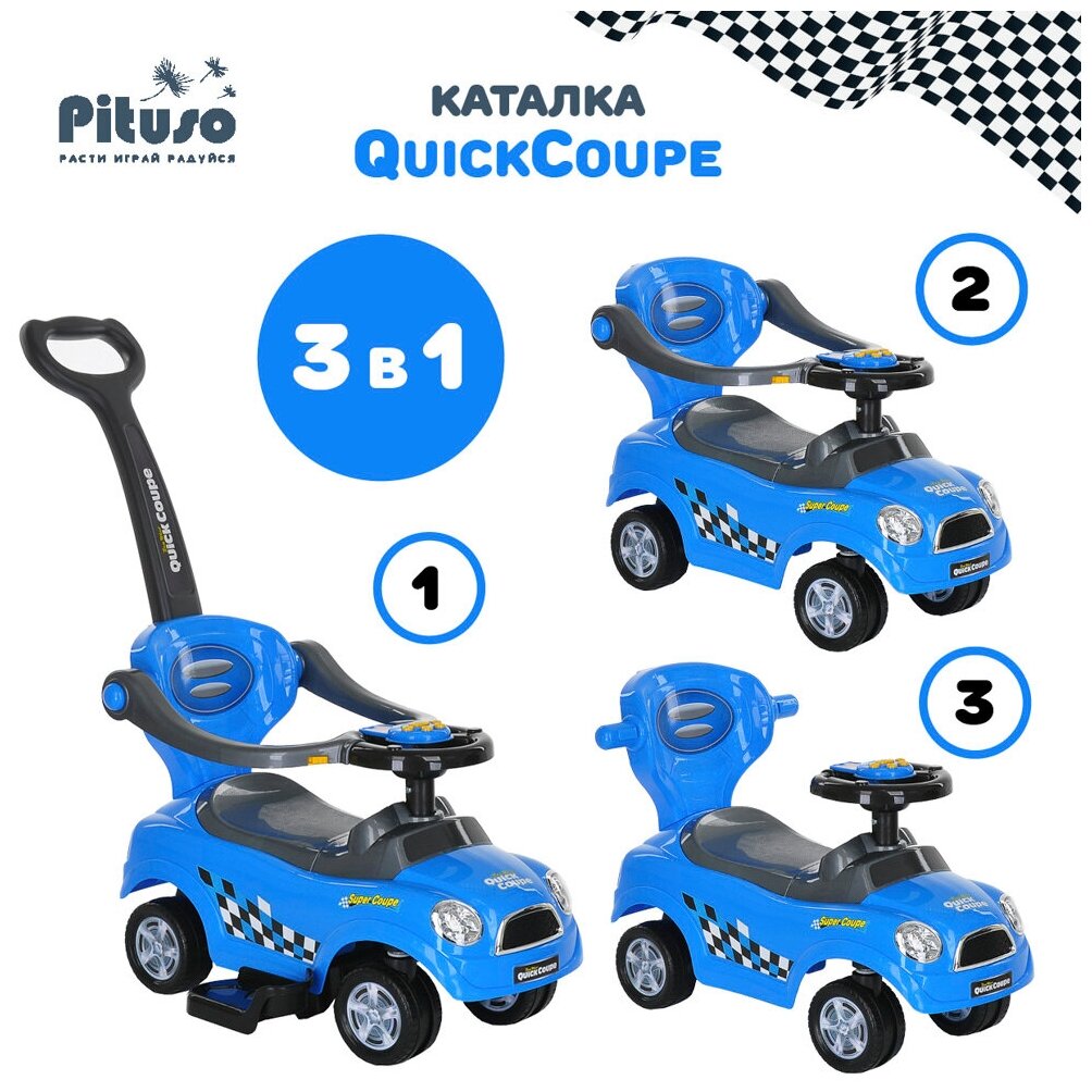 Каталка Pituso QuickCoupe с музыкальной панелью Синий