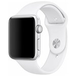 Силиконовый ремешок на Apple Watch 38 mm, 40 mm и 41 mm / Спортивный браслет для смарт часов Эпл Вотч 38-40-41 мм / Длина 210 мм / Белый - изображение