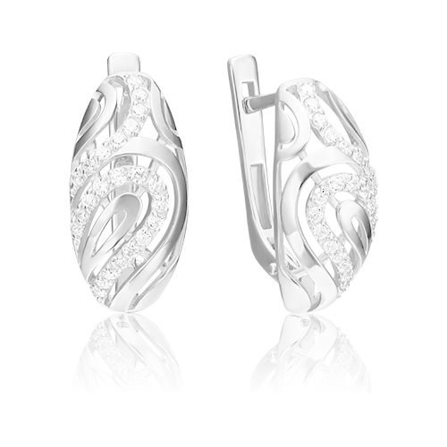 PLATINA jewelry Серьги из белого золота с фианитом 02-3289-00-401-1120-24