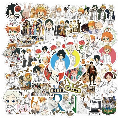 Наклейки Обещанный Неверленд / The Promised Neverland водостойкие 50шт (3-6см)