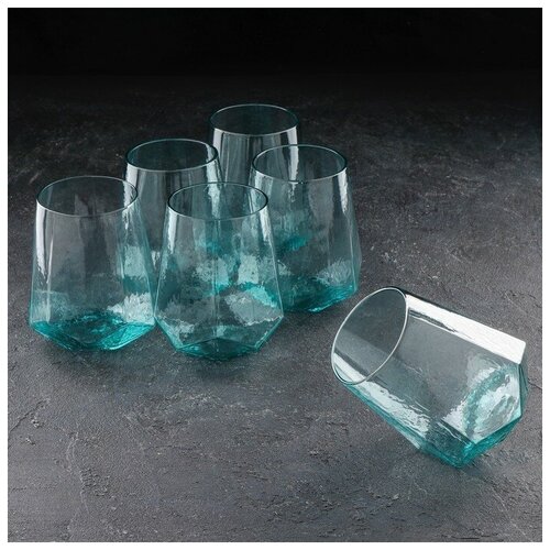 Набор стаканов Magistro «Дарио», 450 мл, 10×11,5 см, 6 шт, цвет изумрудный