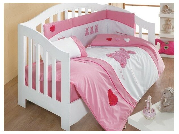 Комплект постельного белья Kidboo "My Little Rabbit", 3 предмета, розовый - фото №1