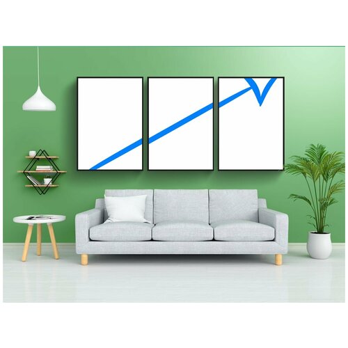 фото Набор модулных постеров для интерьера "стрела, верно, синий" 60x90 см. в тубусе, без рамки lotsprints