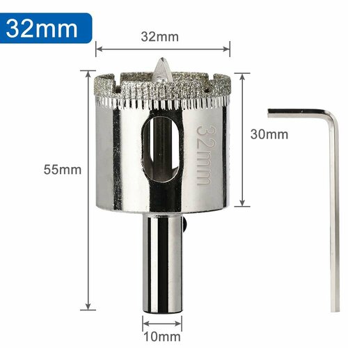 Коронка алмазная XCAN 32мм по стеклу и керамике с центрирующим сверлом 815₽