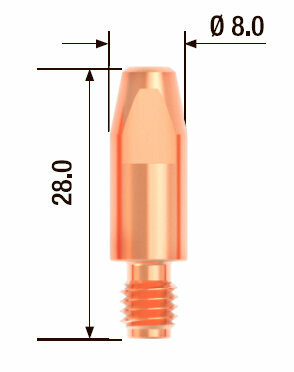 Контактный наконечник M6х28 мм диаметр 0.9 мм (25 шт)