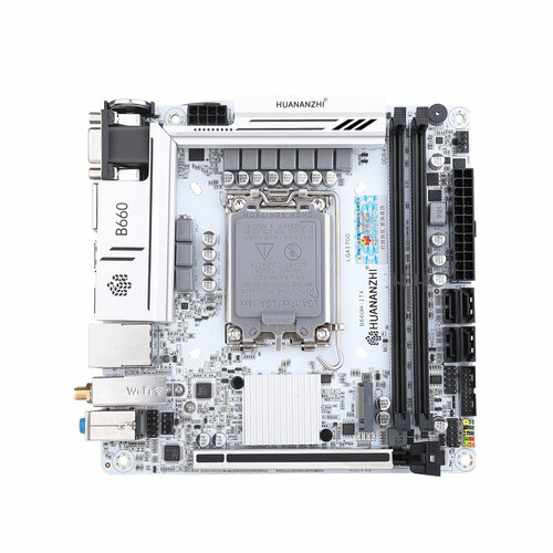 Материнская плата HUANANZHI B660M-ITX (Socket1700, B660, mATX,2DDR4, M.2, PCI-E16,4SATA3, VGA,2HDMI, DP, PC3600)