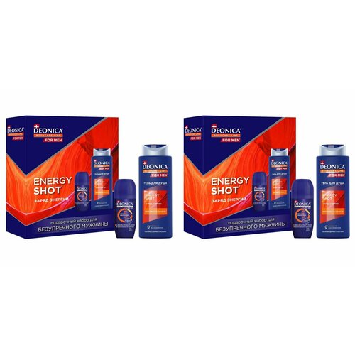 Deonica for men Подарочный набор energy shot гель для душа 250 мл дезодорант ролик 50 мл 2 уп 1321₽