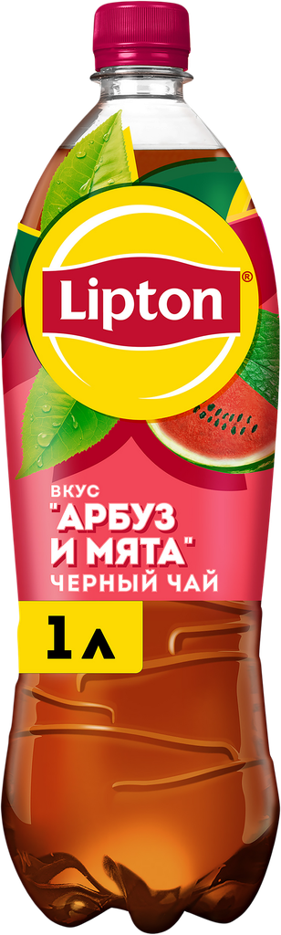 Напиток LIPTON Холодный черный чай со вкусом арбуза и мяты негазированный, 1л