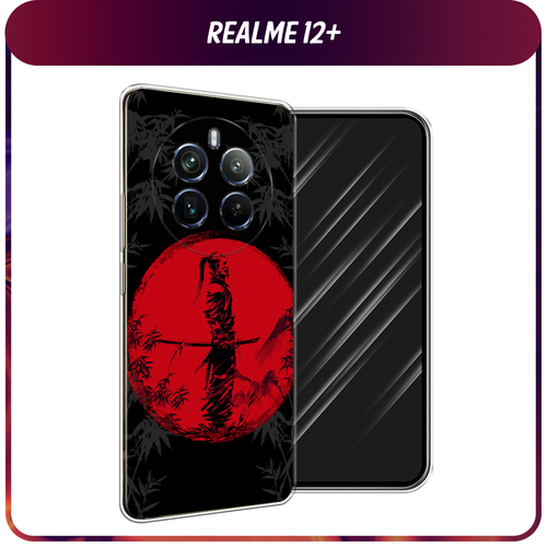 Силиконовый чехол на Realme 12+ / Реалми 12 Плюс Самурай на красном фоне силиконовый чехол на realme c2 реалми с2 самурай на красном фоне