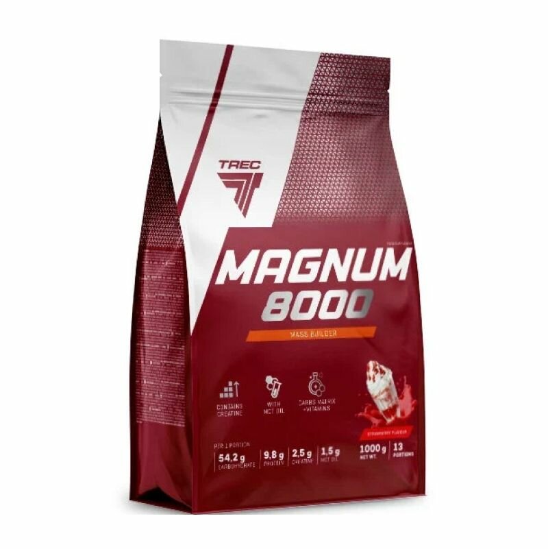 Гейнер для набора массы, 5450 гр, Trec Nutrition Magnum 8000, вкус клубника