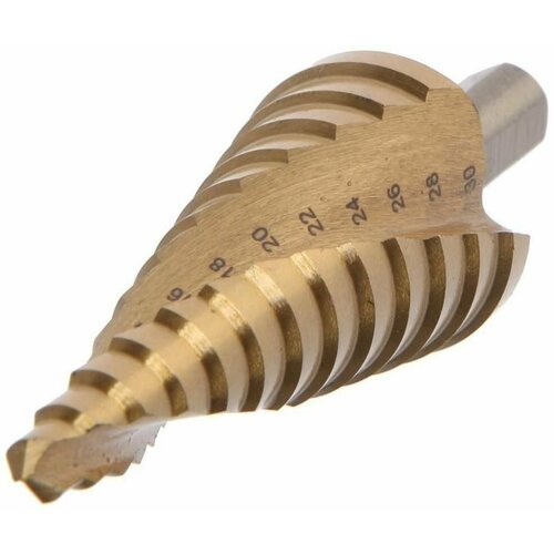 Сверло ступенчатое тундра PRO HSS TiN спиральный профиль трехгранный хвостовик 6-30 мм 1142₽