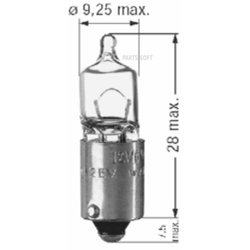 BERU 0500112060 Автолампа 12 V 6 W BAX 9 s стеклянный цоколь 840₽