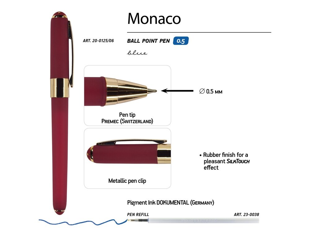 Ручка шариковая Monaco в подарочном футляре, синяя, 0,5 мм Bruno Visconti - фото №5