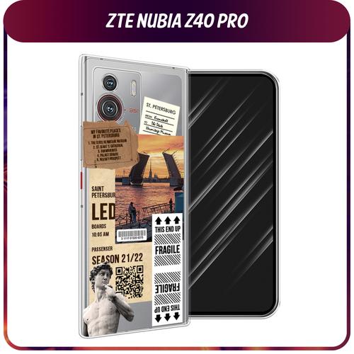 Силиконовый чехол на ZTE Nubia Z40 Pro / ЗТЕ Нубиа Z40 Про Санкт-Петербург коллаж, прозрачный силиконовый чехол на zte nubia z40 pro зте нубиа z40 про адвокадо