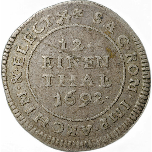Монета 1/12 талера 1692 Йохан Георг IV Саксония-Альбертин клуб нумизмат монета 1 12 талера бранденбурга 1691 года серебро фридрих iii