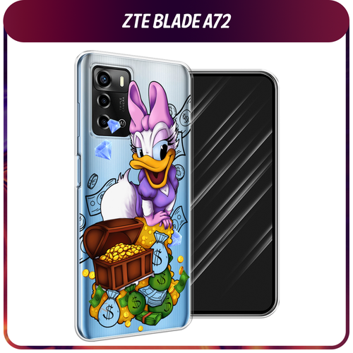 Силиконовый чехол на ZTE Blade A72/V40 Vita / ЗТЕ Блэйд А72/V40 Вита Rich Daisy Duck, прозрачный