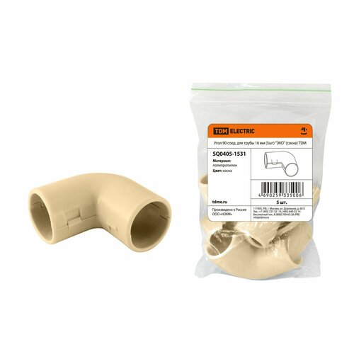 Угол 90 соединительный для трубы TDM 16 мм ЭКО сосна 5 шт 334₽